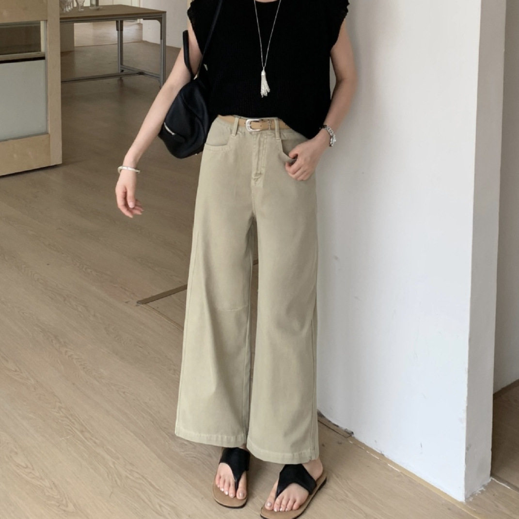 26夏上新 JEANS高端九分牛仔裤女薄款垂感宽松直筒小个子阔腿裤夏