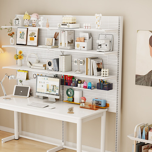 网红五金洞洞板书架免打孔落地式