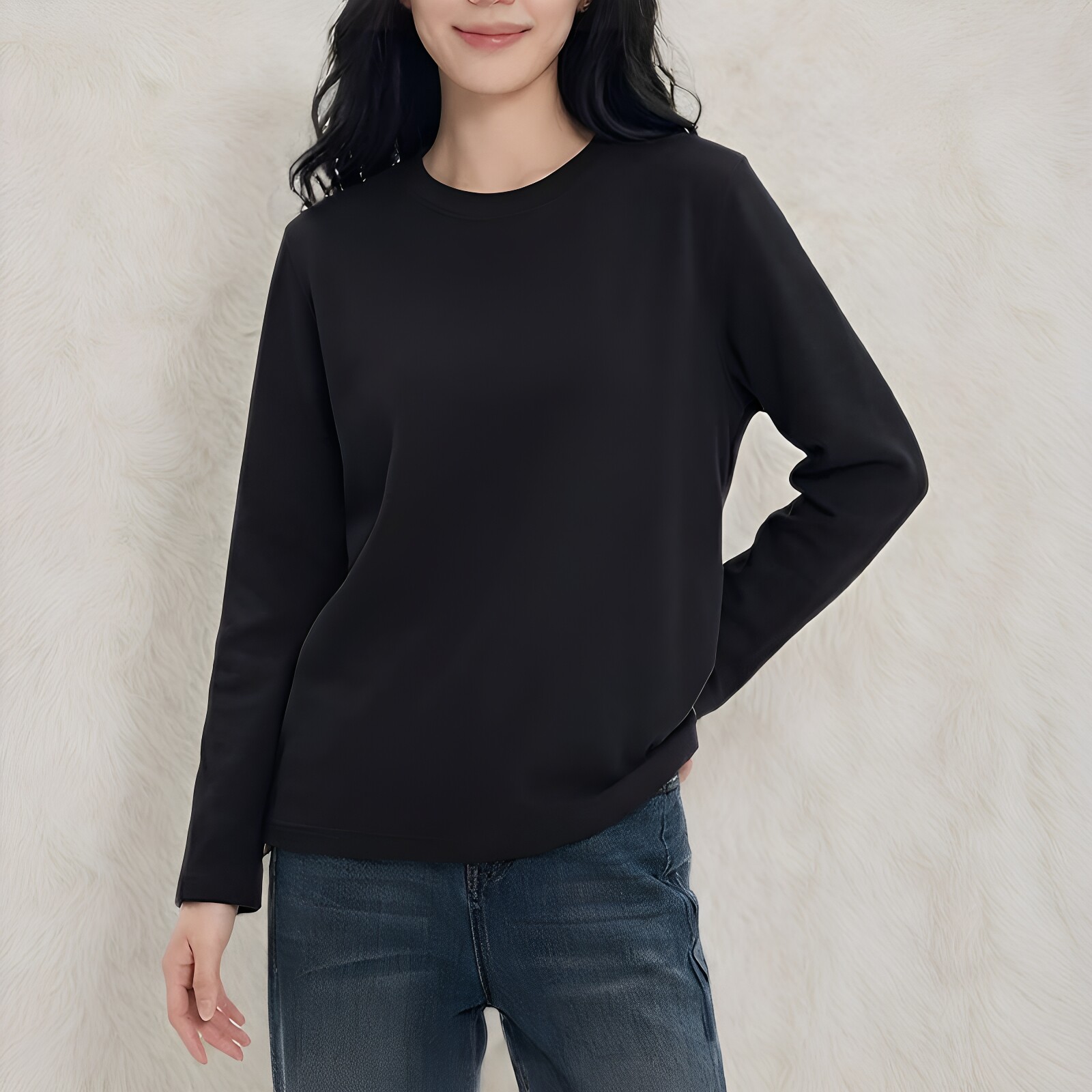 秋冬加绒保暖修身显瘦长袖T恤女
