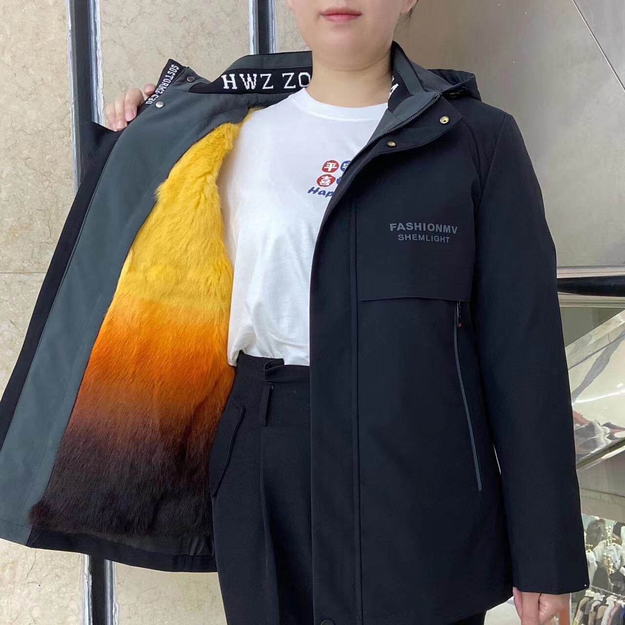 2023新款男派克服兔毛内胆可拆卸休闲短款冬季加厚男真毛皮草外套