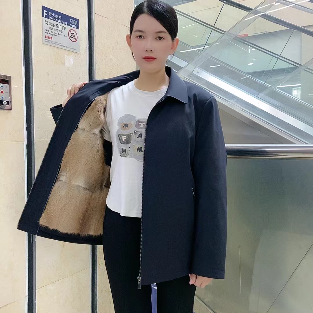 新款派克服翻领简约青根貂整貂内胆可拆卸皮毛一体男冬皮草短外套