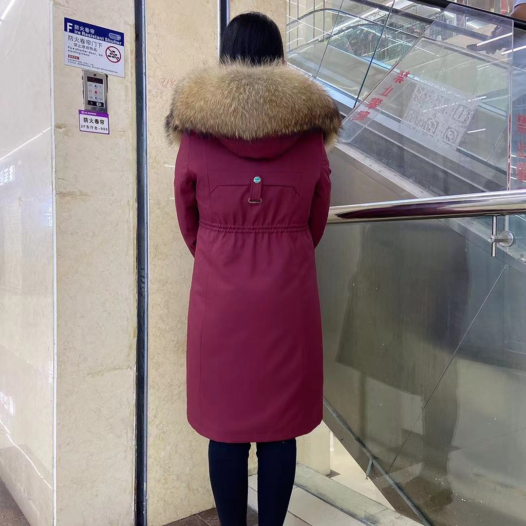 21年新款女长款皮草派克服整皮兔毛可拆卸内胆收腰修身显瘦冬大衣