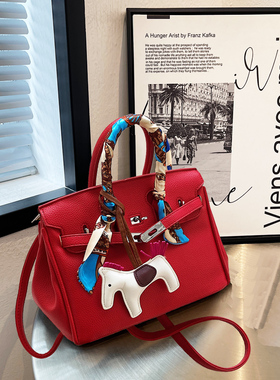 婚包女新娘结婚用红色包包2025新款时尚小众铂金包大容量手提包潮