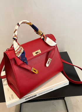 高级感凯莉包女包红色新娘包2025新款大容量结婚包包新娘包手提包