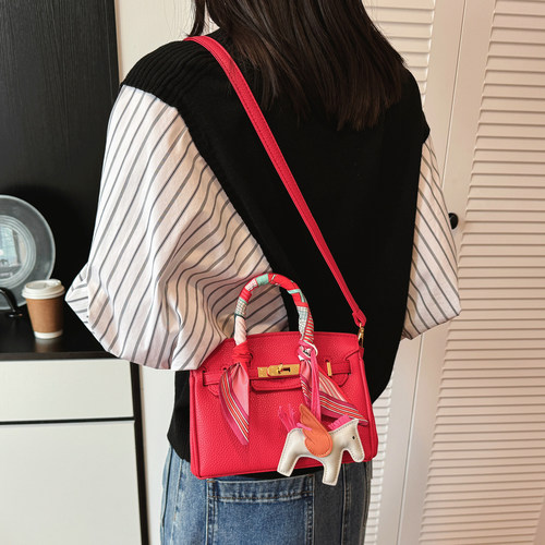 高级感mini铂金包红色新娘结婚包
