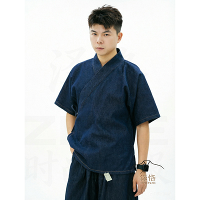 泽恪ZEKE · 牛仔汉服半臂短衫 暗扣可拆卸护领