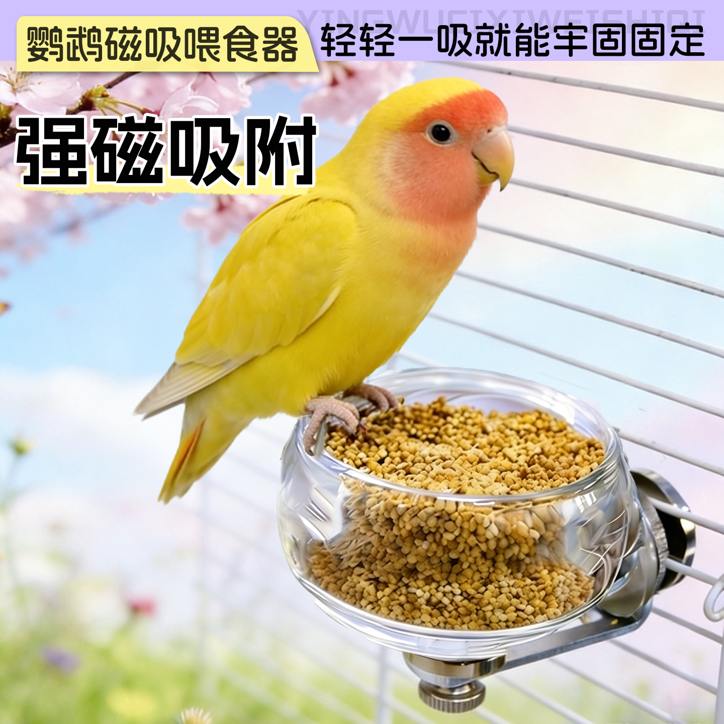 鹦鹉磁吸喂食喂水器虎皮玄凤牡丹小太阳牢固防翻不倒喂水喂食器