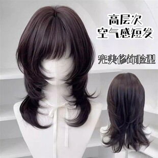 假发短发高层次锁骨发自然精修空气感JK古早日系Lolita整顶全头套