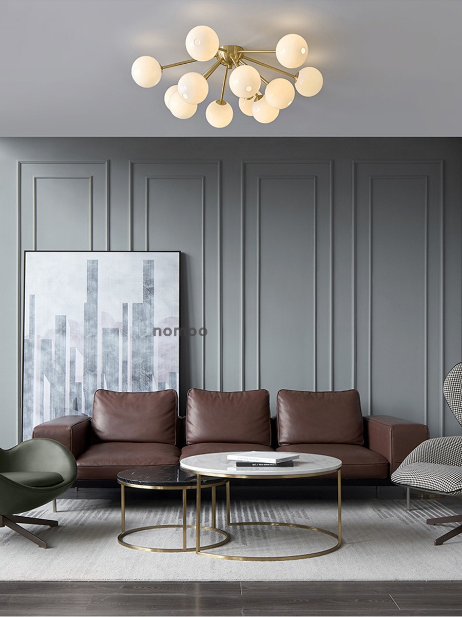 现代简约轻奢客厅玻璃球多头吸顶灯设计师卧室灯北欧创意蒲公英灯