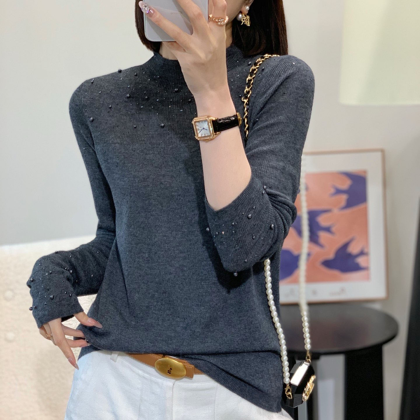 针织衫女款2026新款上衣秋打底衫图片