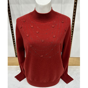 女士中年高端大气上档次毛衣羊绒衫 今年流行 妈妈上衣宽松羊毛衫