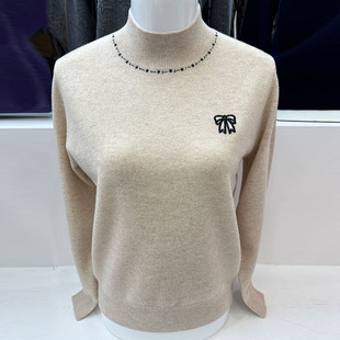 女100纯羊毛衫 半高领毛衣女2025新打底针织衫 高贵洋气妈妈羊毛衫