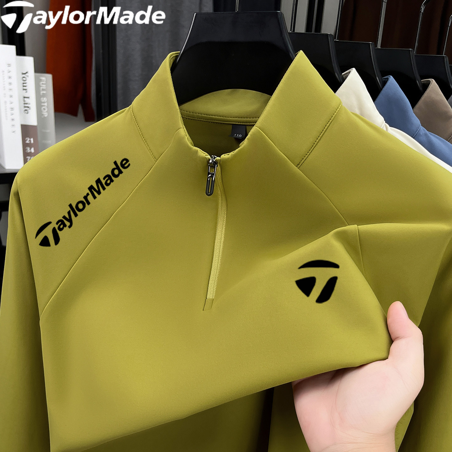 TaylorMade泰勒梅秋冬磨毛男士长袖立领拉链T恤速干运动风加绒衣