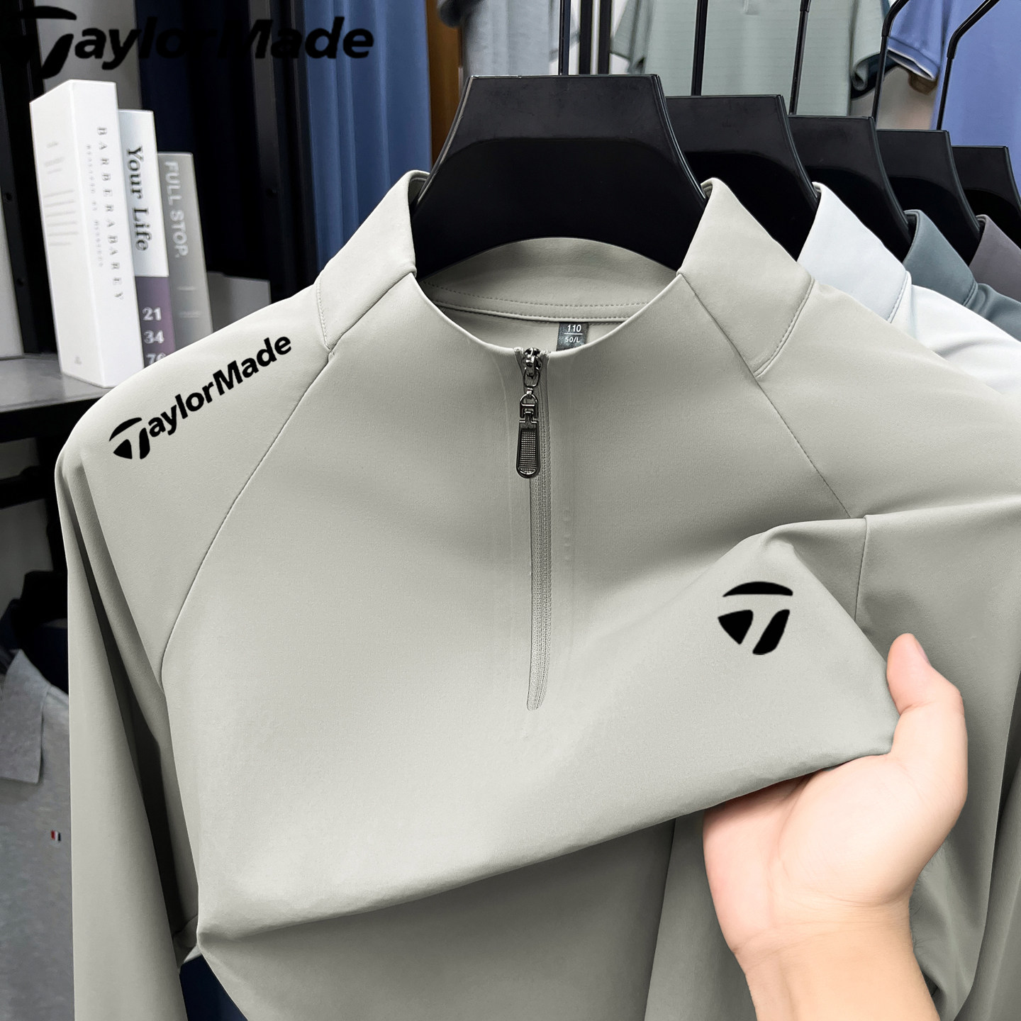 TaylorMade泰勒梅高尔夫长袖男立领男士上衣T恤男装户外运动速干