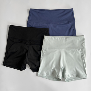 高腰裸感修身蜜桃提臀运动三分裤女夏季户外跑步速干瑜伽健身短裤