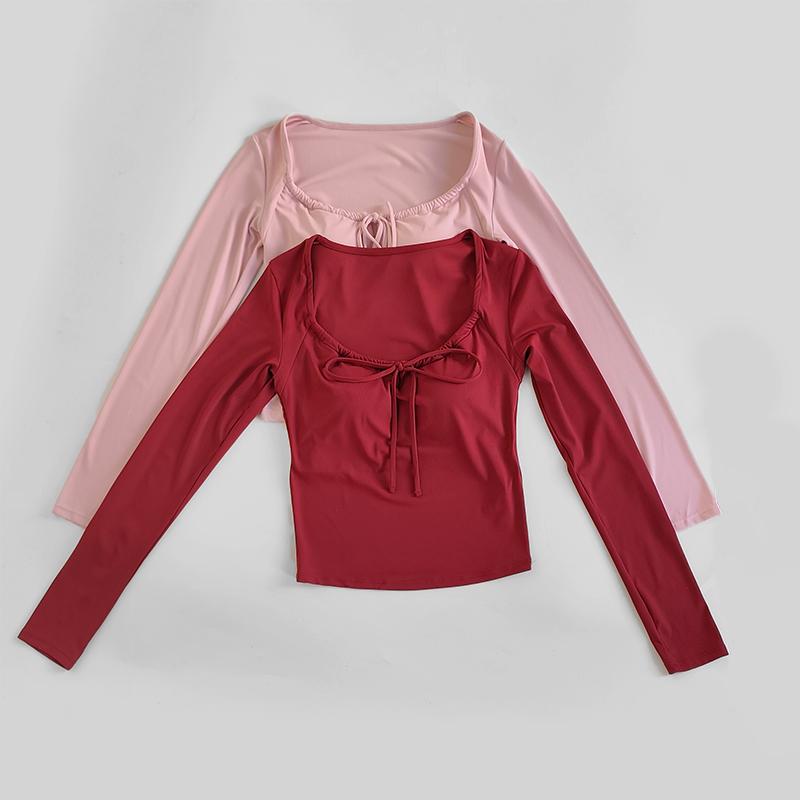 健身衣女长袖带胸垫瑜伽运动