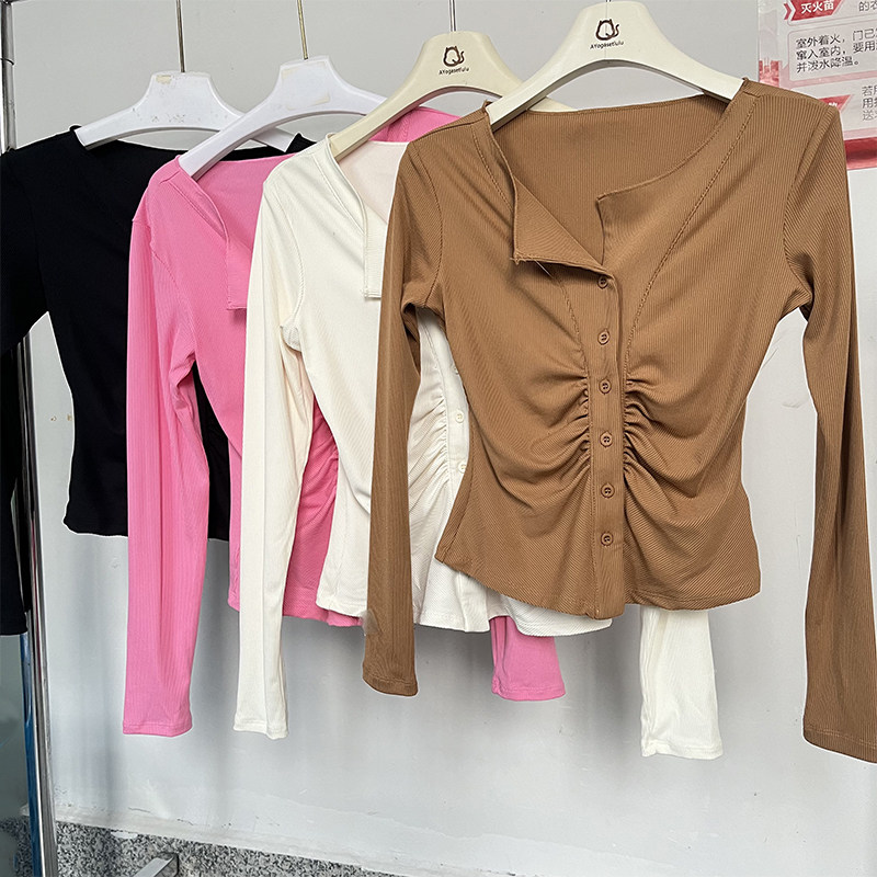 纯欲修身显瘦瑜伽服普拉提健身跑步运动上衣长袖女V领褶皱开衫T恤,运动服/休闲服装,健身衣,淘宝优惠券,粉丝福利购,淘宝优惠卷