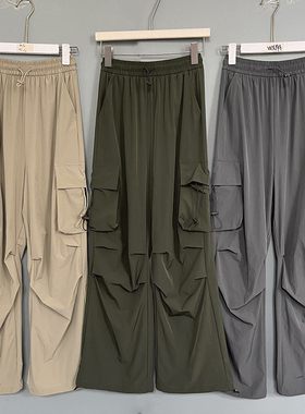 2025新款美式降落伞裤女工装裤高腰休闲裤防风速干登山户外运动裤