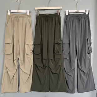 2025新款美式降落伞裤女工装裤高腰休闲裤防风速干登山户外运动裤