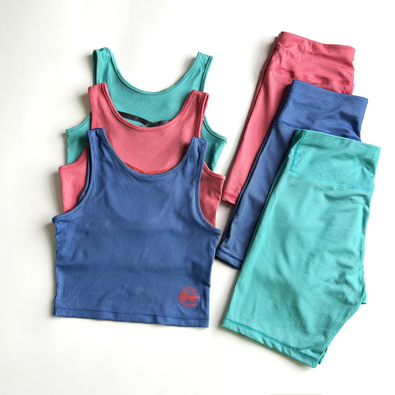 N字母竖条背心套装女高腰抽绳运动五分裤居家休闲两件套,运动服/休闲服装,健身套装,淘宝优惠券,粉丝福利购,淘宝优惠卷