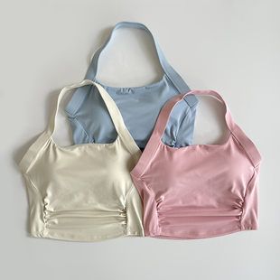 一体杯性感瑜伽服挂脖运动内衣裸感速干防震跑步背心健身训练文胸