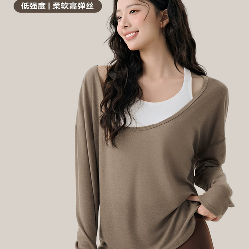 新款运动长袖女宽松速干透气显瘦修身瑜伽健身普拉提服训练上衣