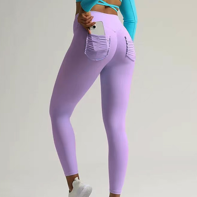 锦氨裸感面料紧身健身裤透气弹力蜜桃提臀性感速干显瘦瑜伽九分裤