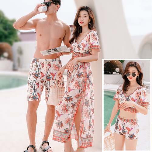 分体式三件套情侣泳衣波西米亚