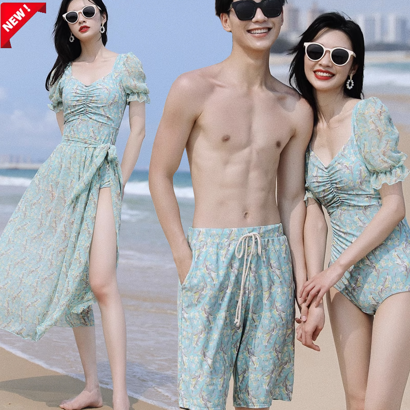 情侣泳衣女2025新款蜜月海边比基尼沙滩披纱游泳装纯欲夏季泡温泉