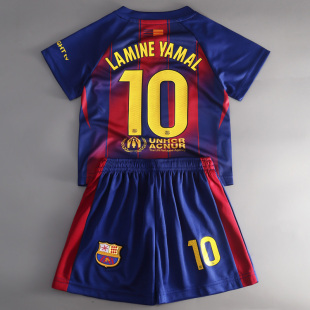 25-26赛季巴萨10号亚马尔球衣梅西佩德里儿童足球服速干衣训练服
