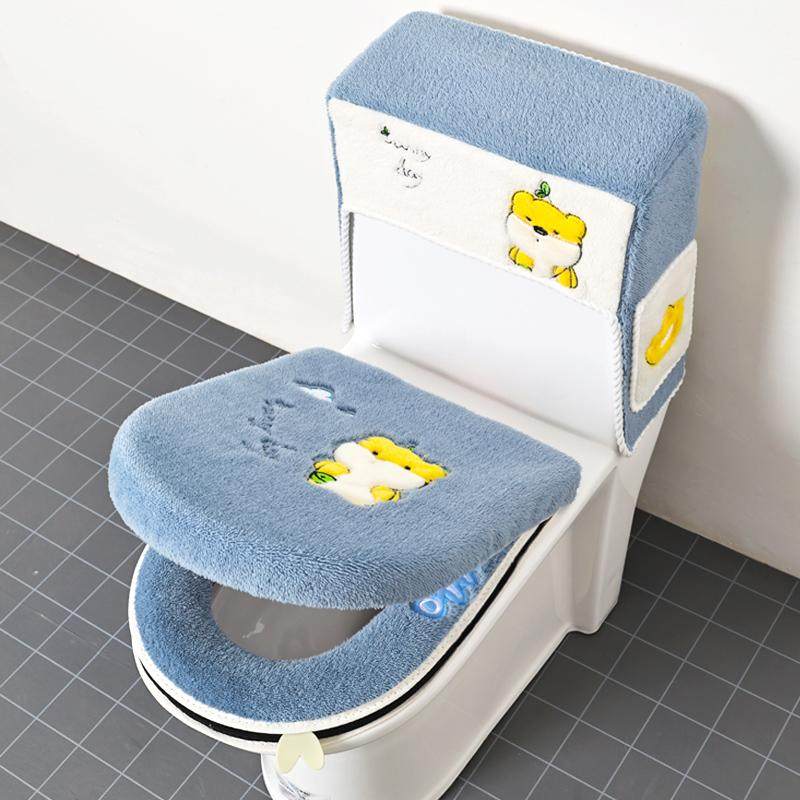 三件套马桶垫坐垫四季通用网红毛绒坐便垫两件套套装盖套水箱罩