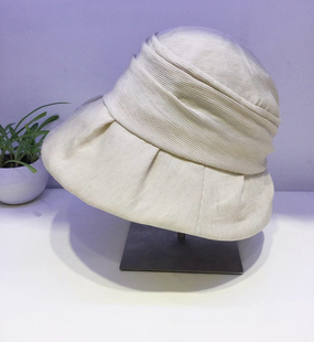 2025新款褶皱可调节休闲布帽春夏半渔夫帽盆帽成人女士帽子防晒帽