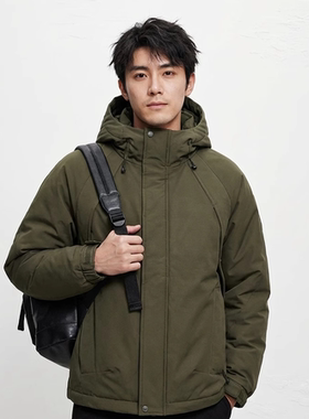 羽绒服男士90鸭绒2025新款连帽冬季加厚保暖休闲工装外套