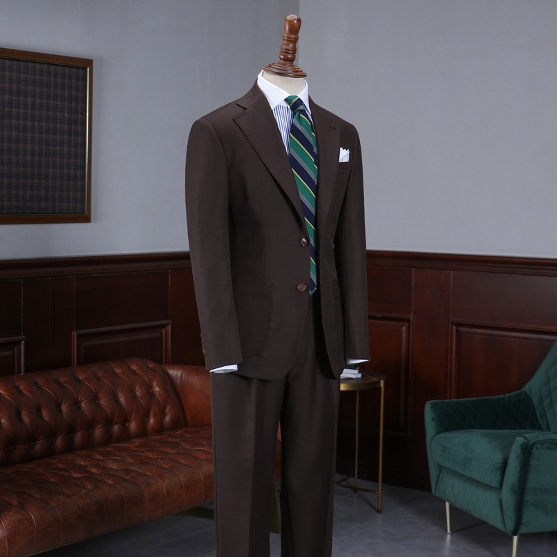 ISIRHONOURNEAPOLITAN COFFEE WORSTED WOOL FOUR SEASONS BUSINESS SUIT BRITISH VINTAGE SUIT MEN