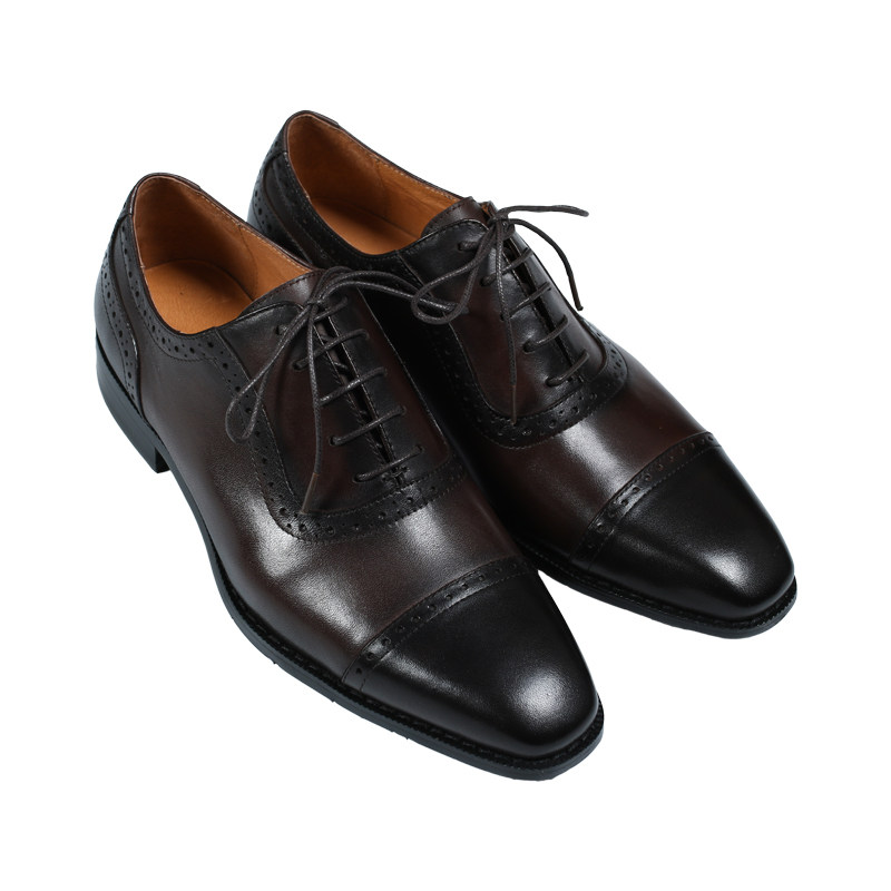 ISIRHONOUR ITALIAN MENS TRIPLE JOINT CARVED BROCK TOP LAYER COWHIDE LEATHER SHOES FORMAL SQUARE TOE DERBY SHOES