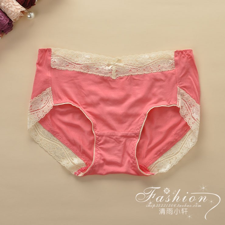 三送一莫代尔蕾丝内裤女中腰提臀