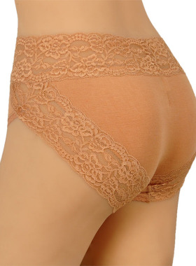 满3件包邮 性感无痕内裤女纯棉裆高腰莫代尔蕾丝边女士大码三角裤