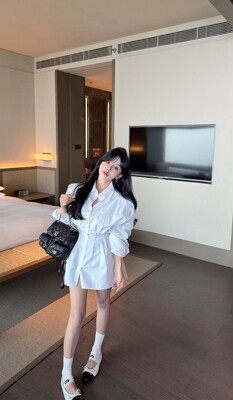 MIDO家 2026新款韩版时尚百搭显瘦气质收腰中长款长袖衬衣女