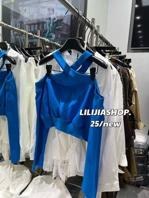 MIDO家 韩系交叉挂脖长袖卫衣女秋季新款显瘦性感辣妹短款上衣