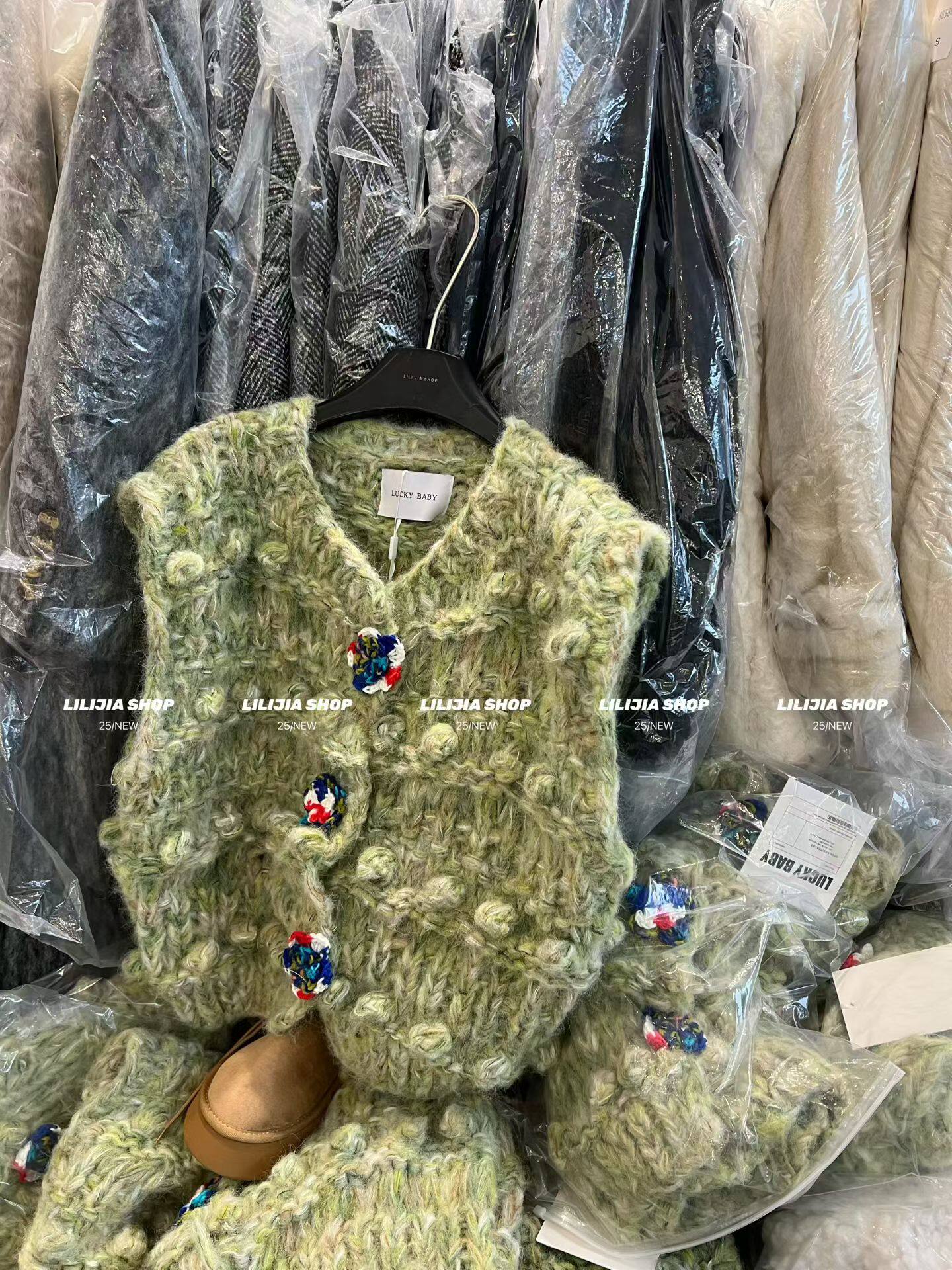 MIDO家 韩版复古粗针重工背心马甲毛衣叠穿加厚毛衣百搭马夹外套