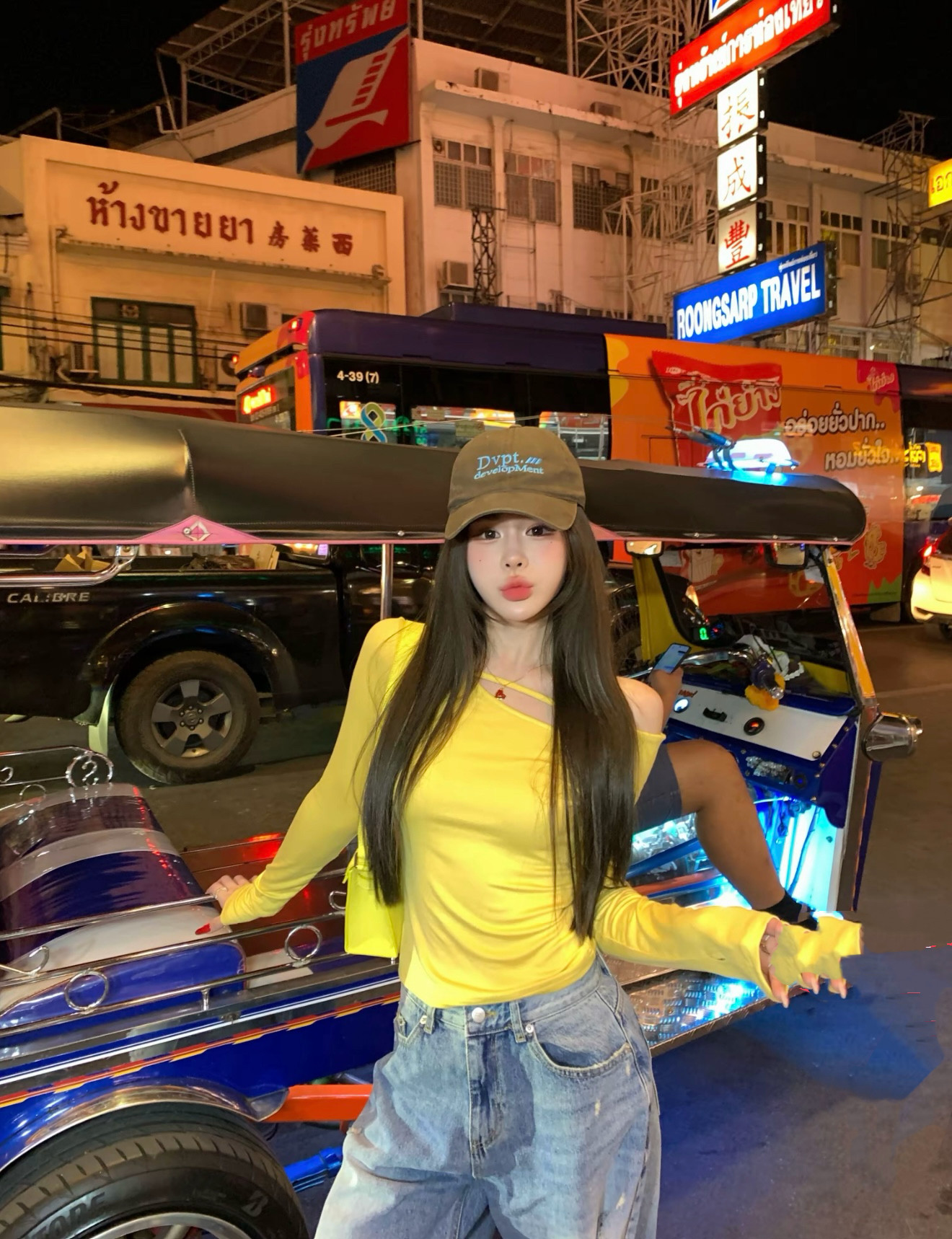 MIDO家 韩系设计感黄色斜肩长袖t恤女春2026新款修身显瘦别致上衣