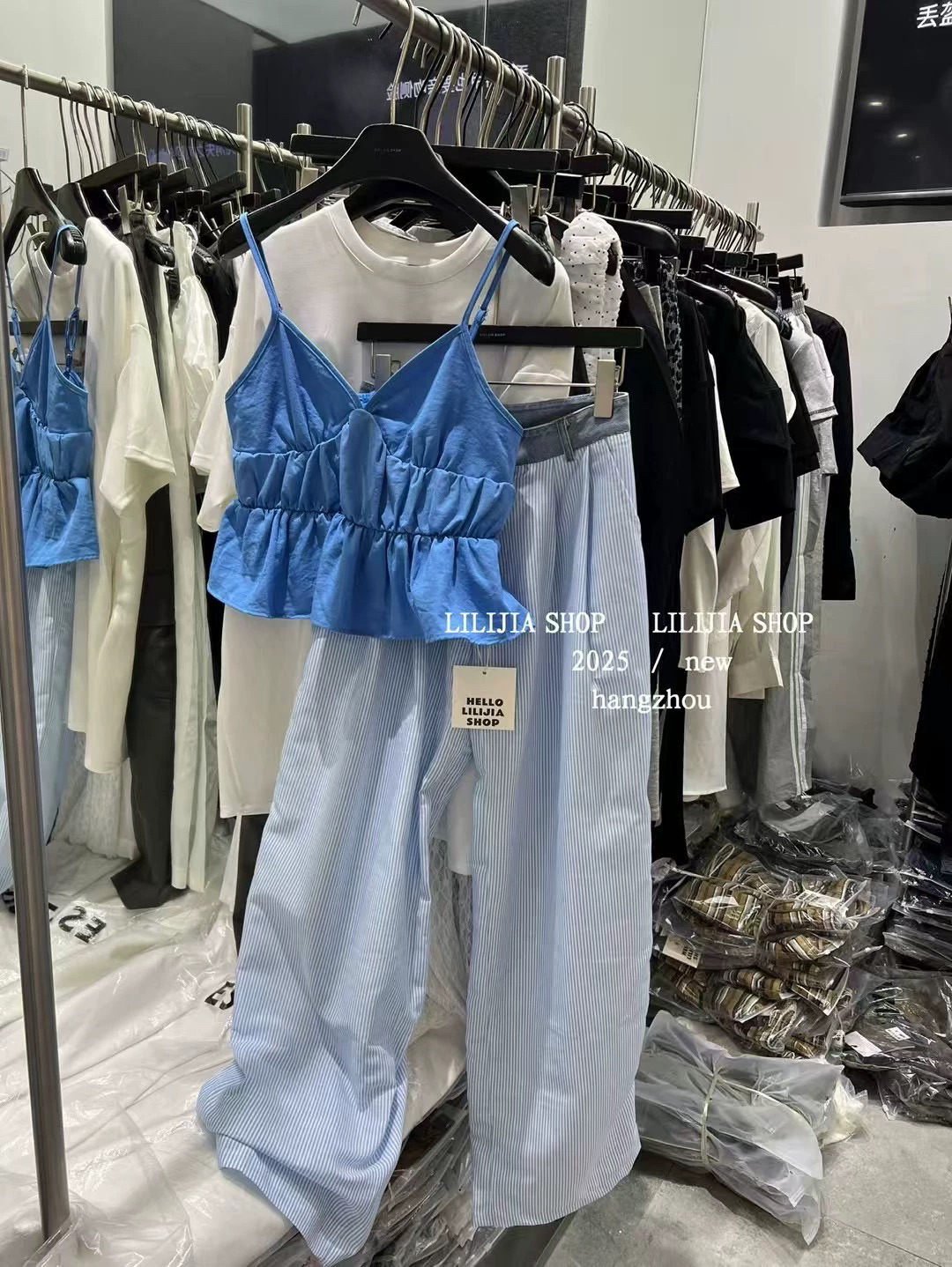 MIDO家 2025夏季新款韩版洋气设计感辣妹吊带背心女宽松百搭上衣