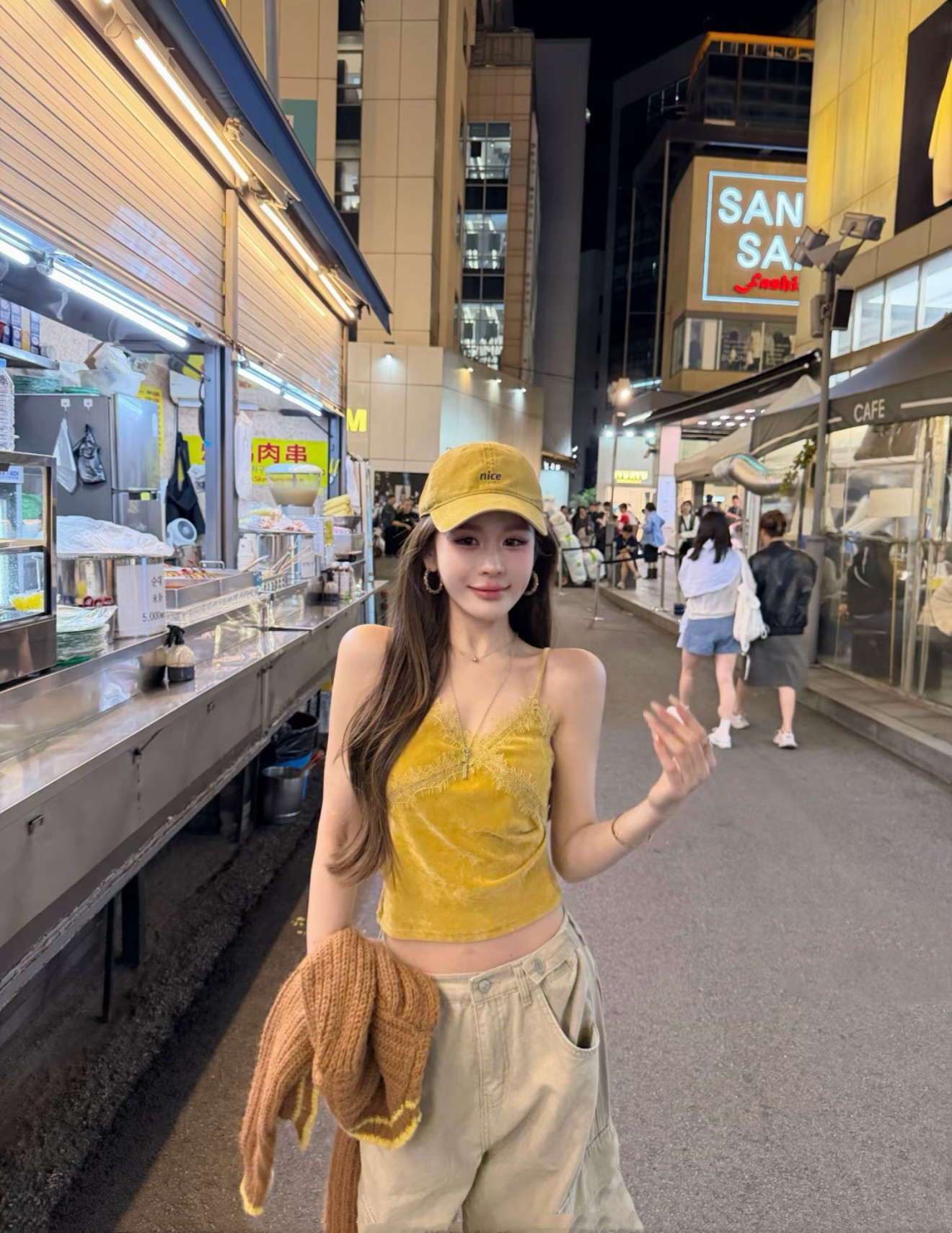 MIDO家 黄色蕾丝花边吊带背心女2026早秋叠穿小女人内搭上衣潮