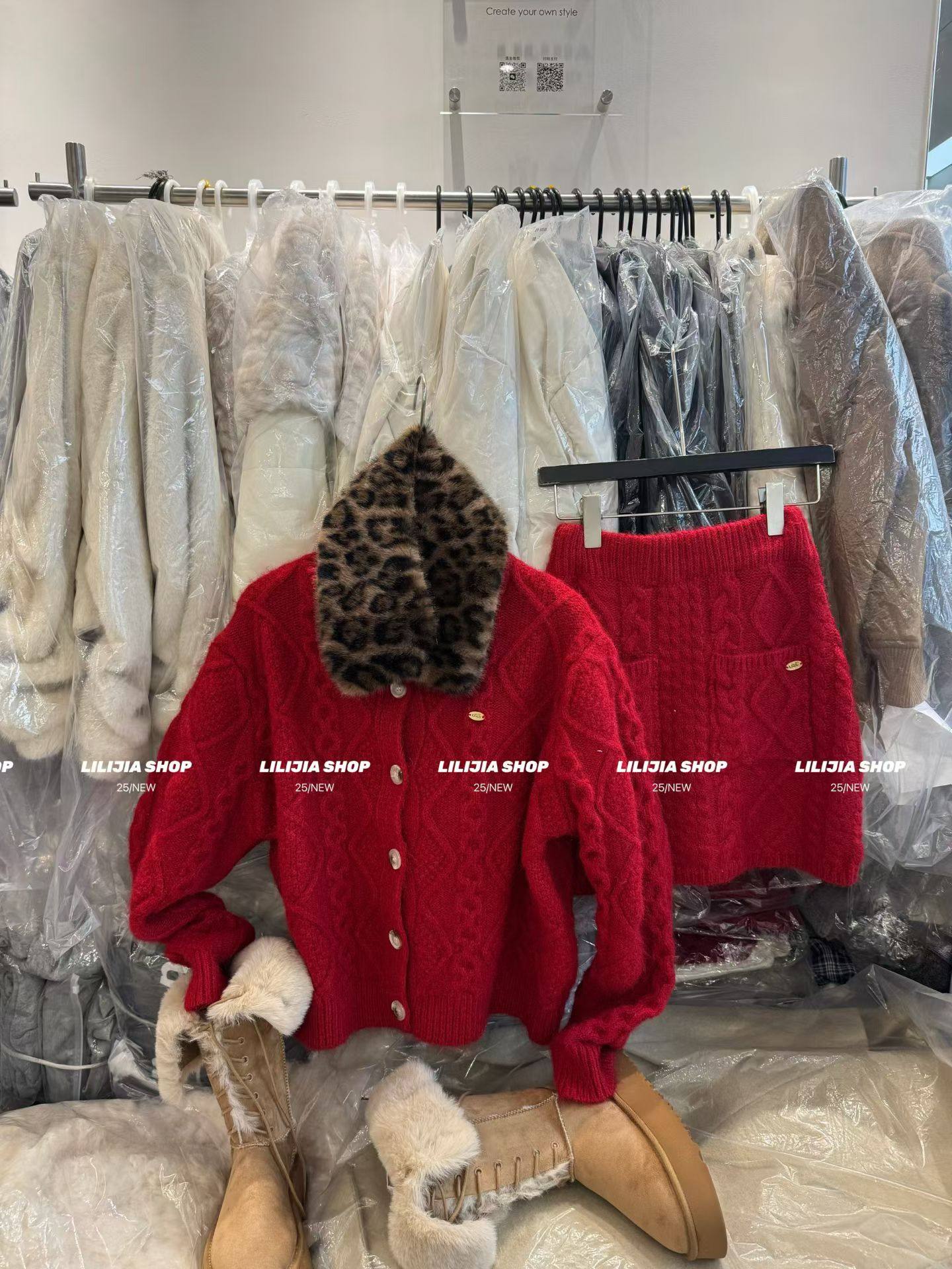 MIDO家 韩国东大门2025冬韩版宽松休闲翻领麻花针织开衫+短裙套装,女装/女士精品,时尚套装,淘宝优惠券,粉丝福利购,淘宝优惠卷