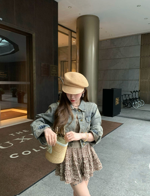 MIDO家 韩版时尚百搭显瘦复古色牛仔外套女宽松洋气休闲夹克上衣