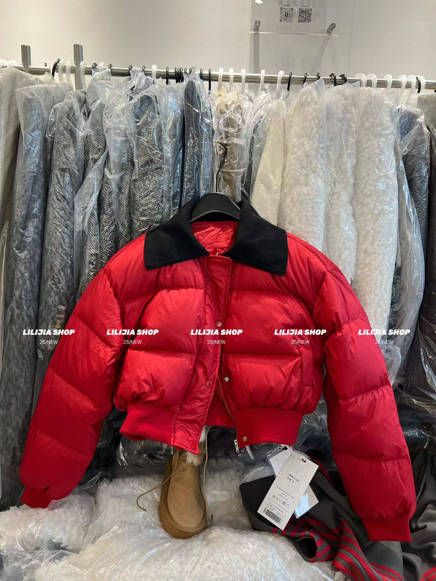 MIDO家 韩版减龄撞色拉链翻领加厚宽松显瘦红色圣诞羽绒短外套女,女装/女士精品,羽绒服,淘宝优惠券,粉丝福利购,淘宝优惠卷