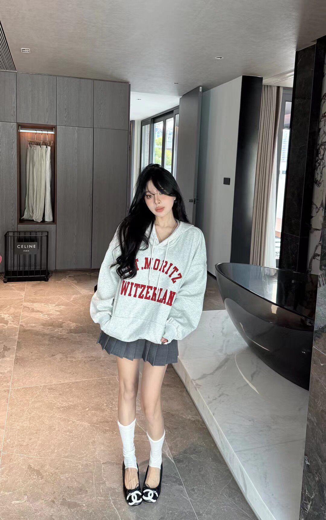 MIDO家 2026秋季新款韩版时尚百搭显瘦字母印花宽松连帽卫衣女
