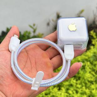 iPhone16數據線纏繞繩適用蘋果35w雙口充電器殼15Promx防斷保護套