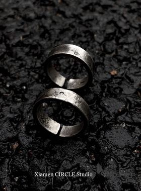 宝石刻字哑光磨砂面婚戒