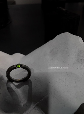 绿宝石戒指祖母绿透辉石天然原石戒指 矿石原矿小众戒指钻戒